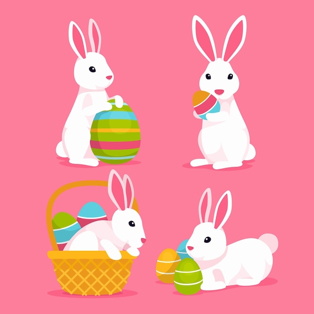Colección conejito de pascua plano