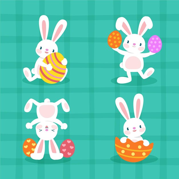 Colección conejito de pascua plano