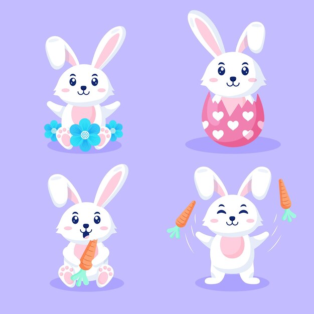Colección conejito de pascua plano