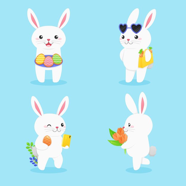 Colección conejito de pascua plano