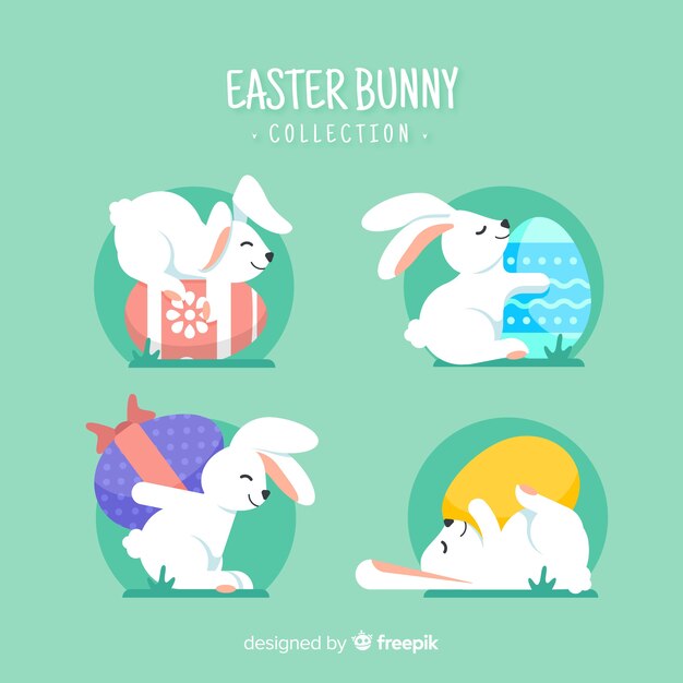 Colección conejitos de pascua adorables con huevos