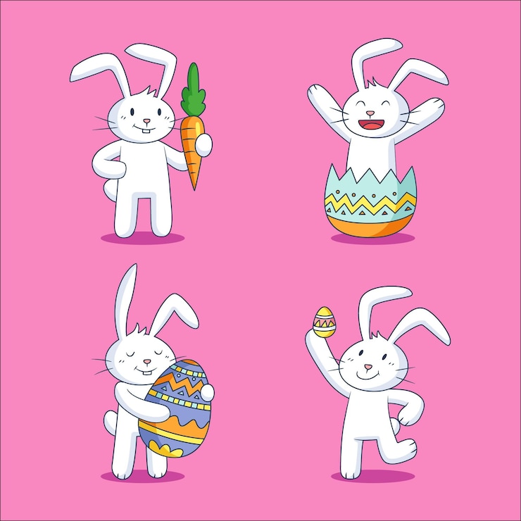 Vector gratuito colección de conejitos de pascua dibujados a mano