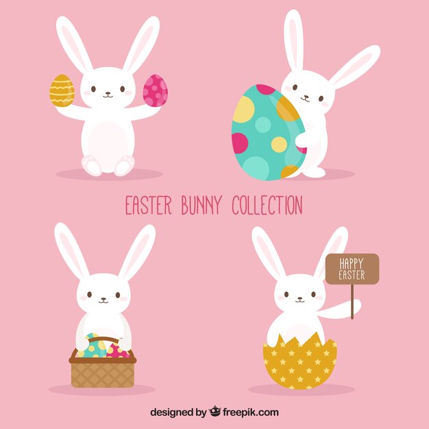 Colección de conejitos de Pascua planos