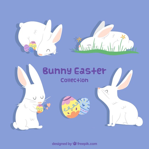 Colección de conejitos de Pascua planos