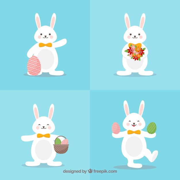 Colección de conejitos de Pascua planos