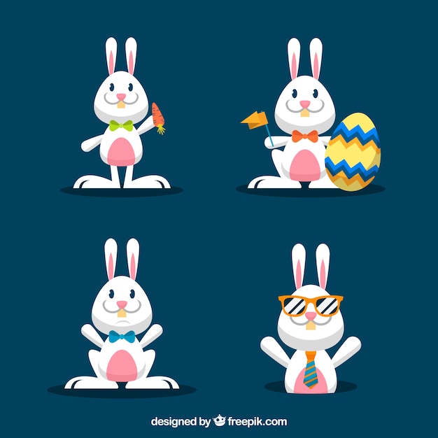 Colección de conejitos de Pascua planos
