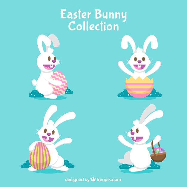 Colección de conejitos de Pascua planos