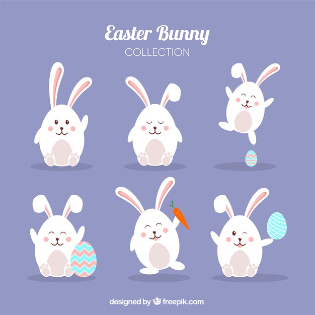 Colección de conejitos de Pascua planos