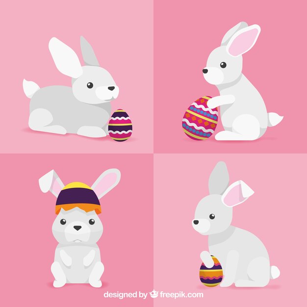 Colección de conejitos de Pascua planos