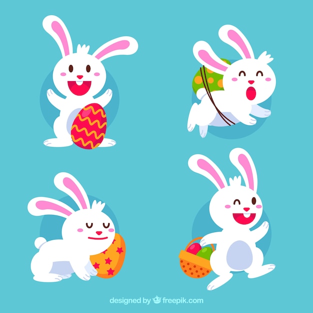Colección de conejitos de Pascua planos