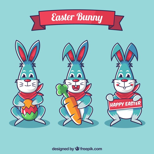 Colección de conejitos de Pascua planos