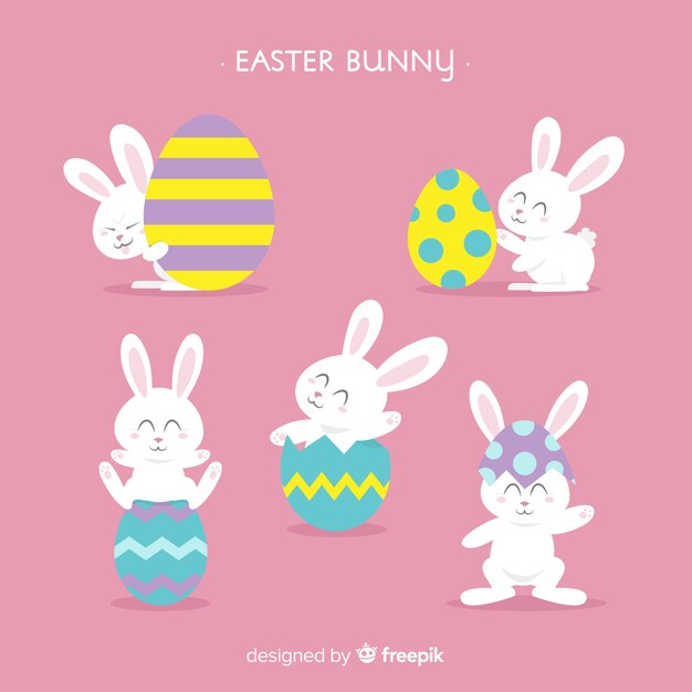 Colección de conejitos de Pascua planos