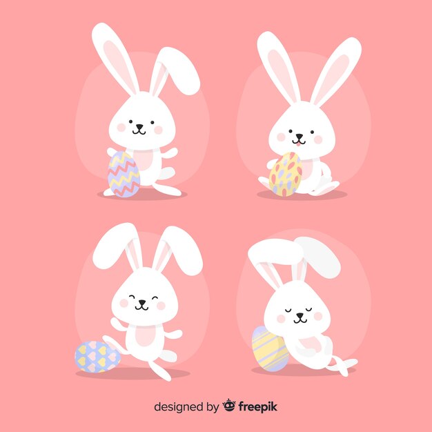 Colección de conejitos de Pascua planos