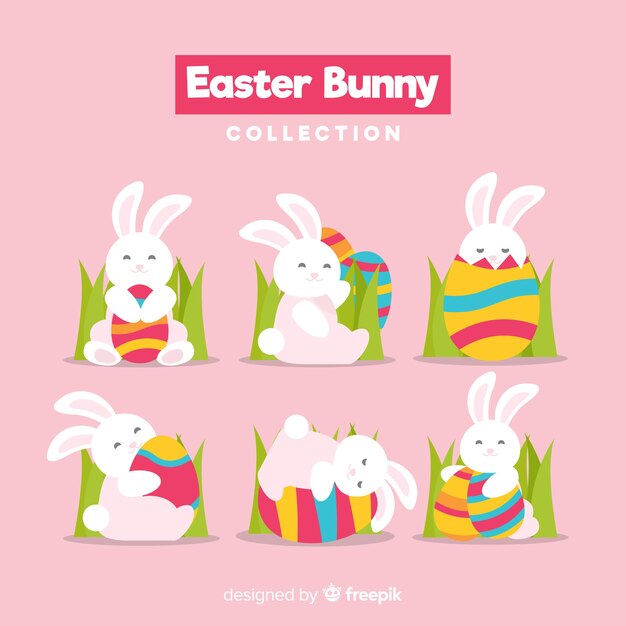 Colección de conejitos de Pascua planos