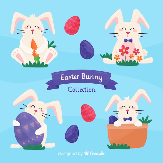 Colección de conejitos de Pascua planos