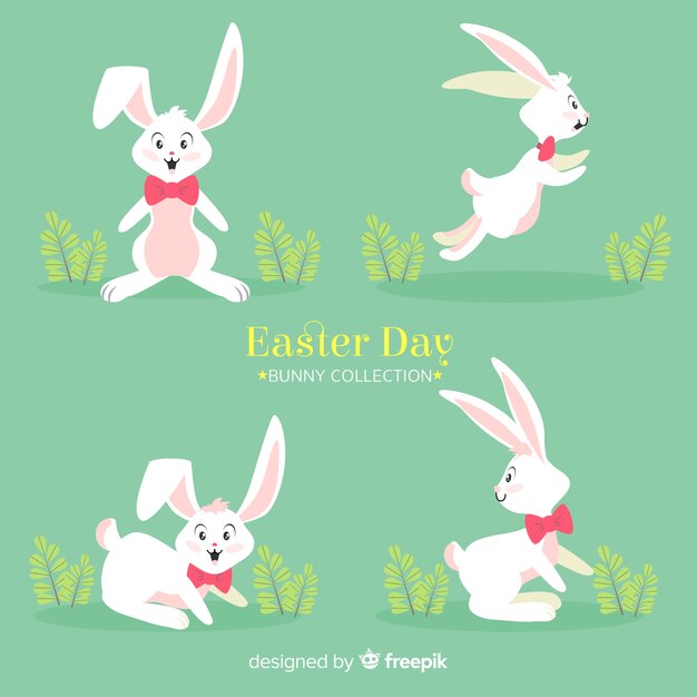 Colección de conejitos de Pascua planos
