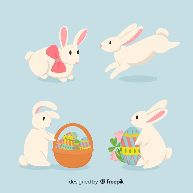 Colección de conejitos de Pascua planos