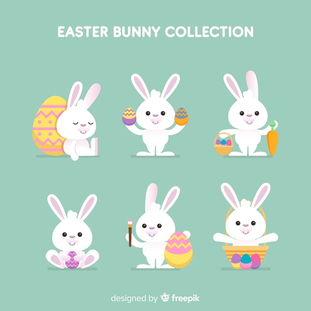 Colección de conejitos de Pascua planos