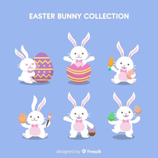 Colección de conejitos de Pascua planos
