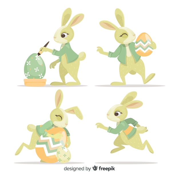 Colección de conejitos de Pascua planos