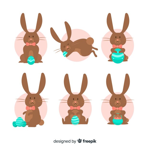 Colección de conejitos de Pascua planos