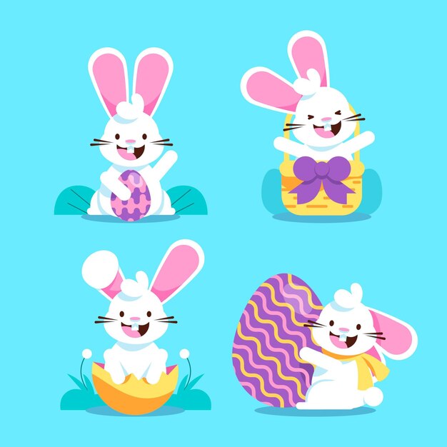 Colección de conejitos de Pascua planos