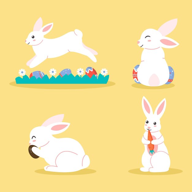 Colección de conejitos de Pascua planos