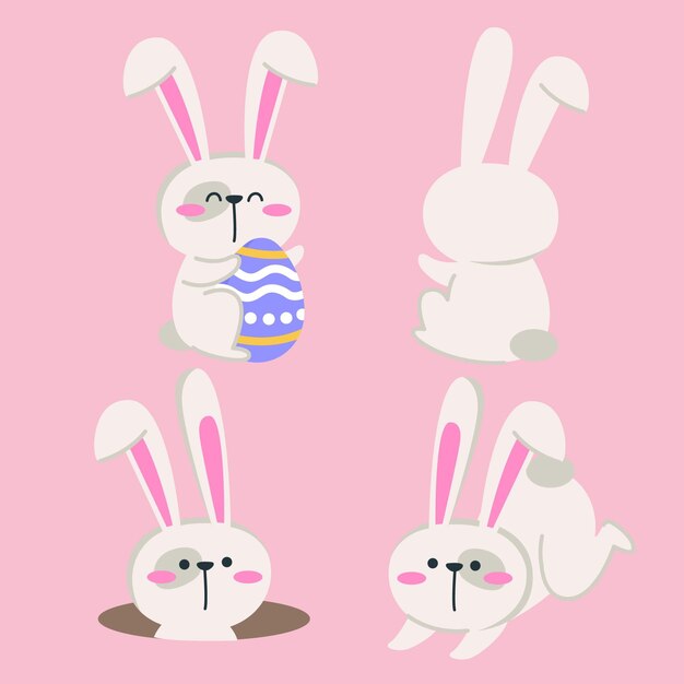 Colección de conejitos de Pascua planos