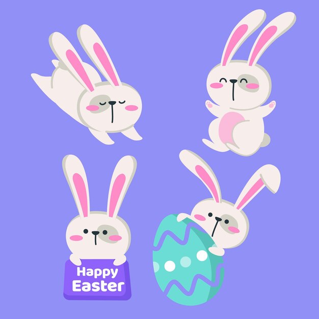 Colección de conejitos de Pascua planos