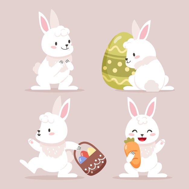 Colección de conejitos de Pascua planos