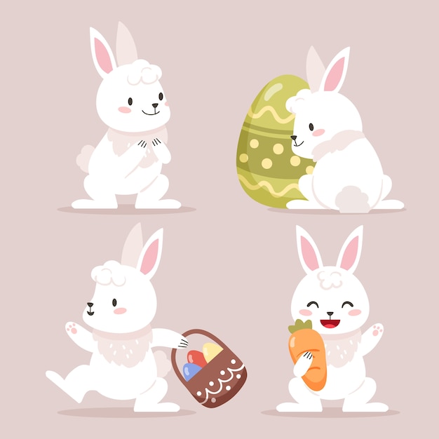 Colección de conejitos de Pascua planos
