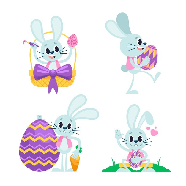 Colección de conejitos de Pascua planos
