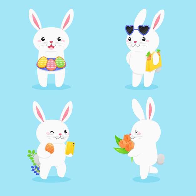 Colección de conejitos de Pascua planos