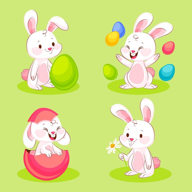 Colección de conejitos de Pascua planos