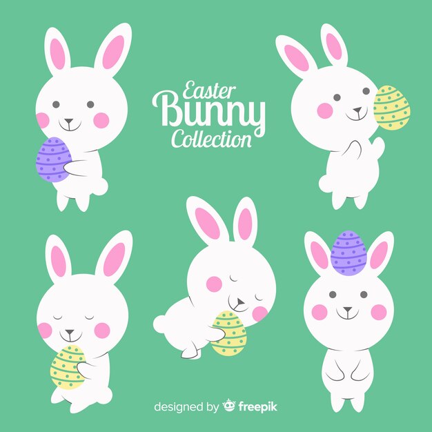 Colección conejos pascua adorables con huevo