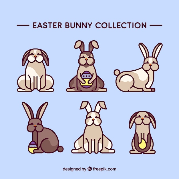 Vector gratuito colección de conejos de pascua