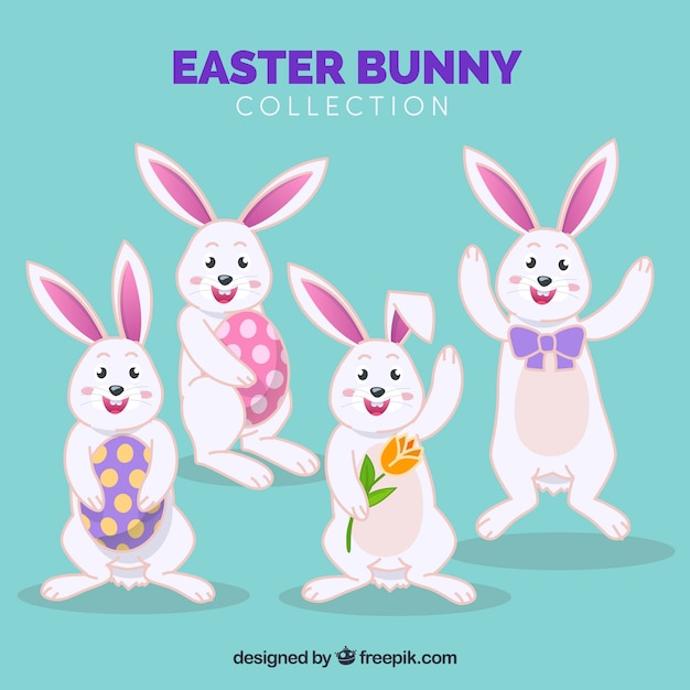 Vector gratuito colección de conejos de pascua