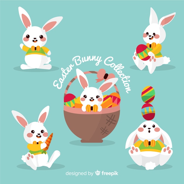 Colección de conejos de pascua