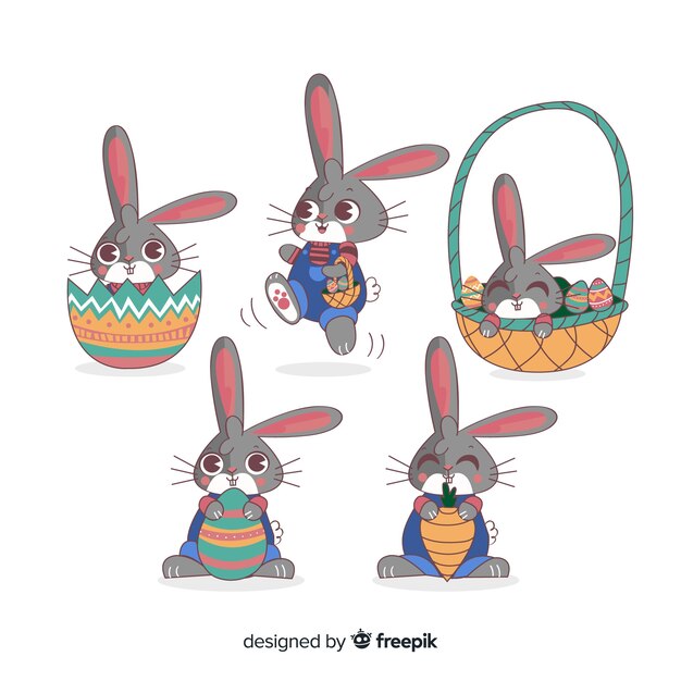 Colección de conejos de pascua 