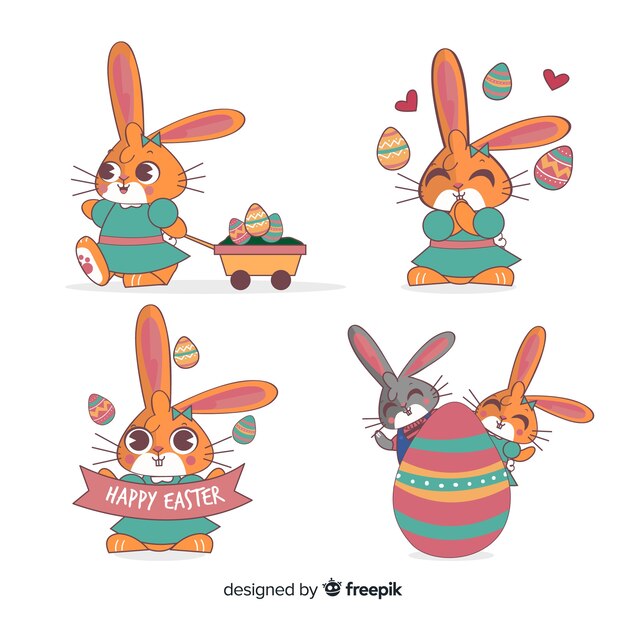 Colección de conejos de pascua 
