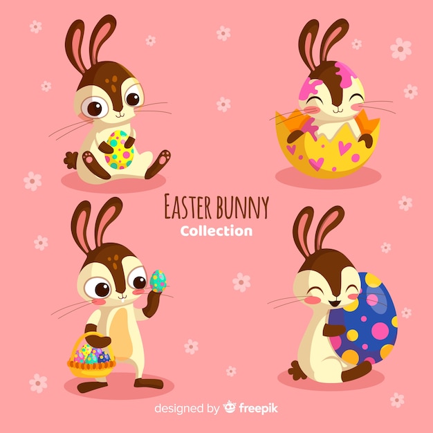 Vector gratuito colección de conejos de pascua