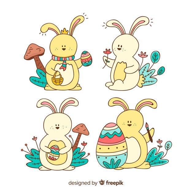 Colección de conejos de pascua