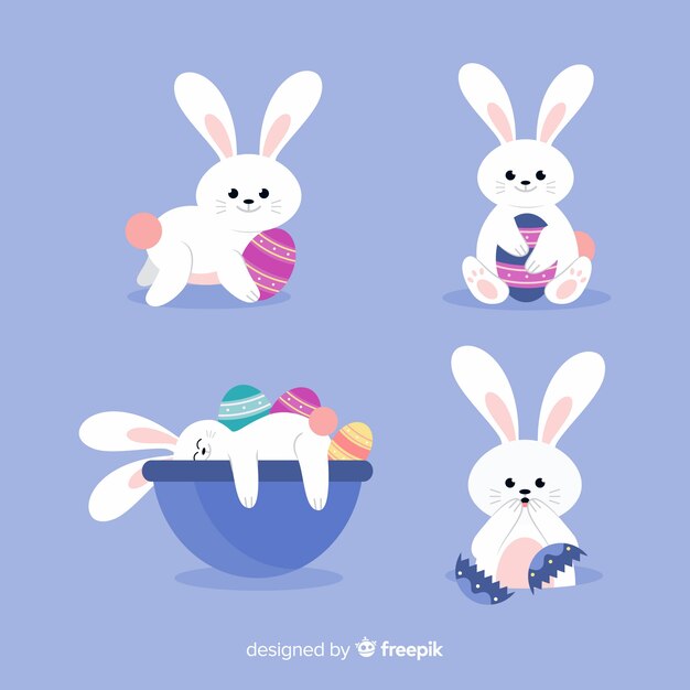 Colección de conejos de pascua