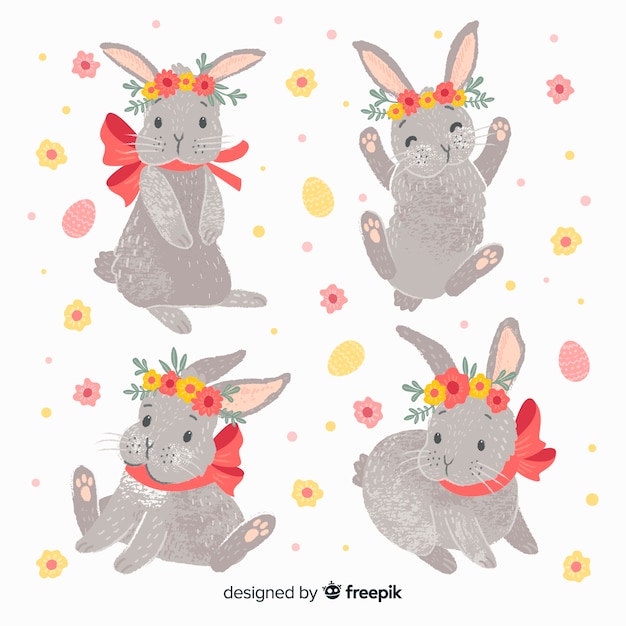 Colección de conejos de pascua