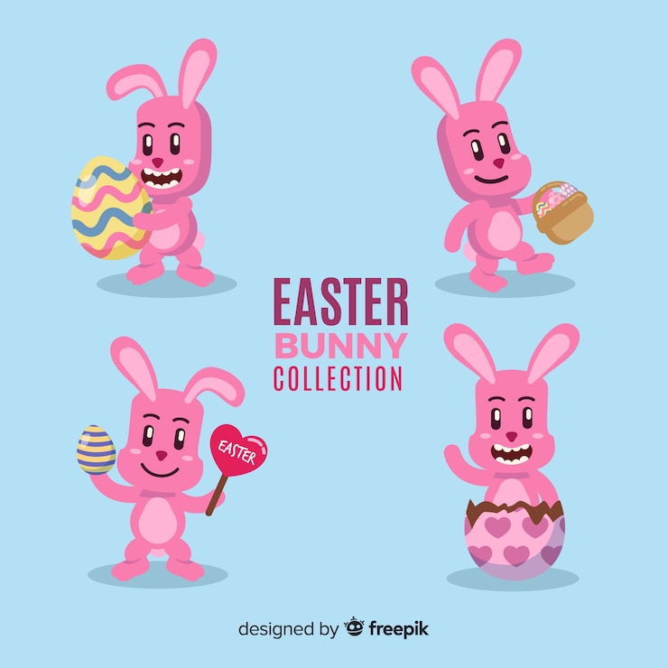 Vector gratuito colección de conejos de pascua