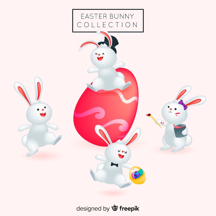Vector gratuito colección de conejos de pascua