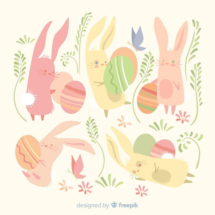 Vector gratuito colección de conejos de pascua