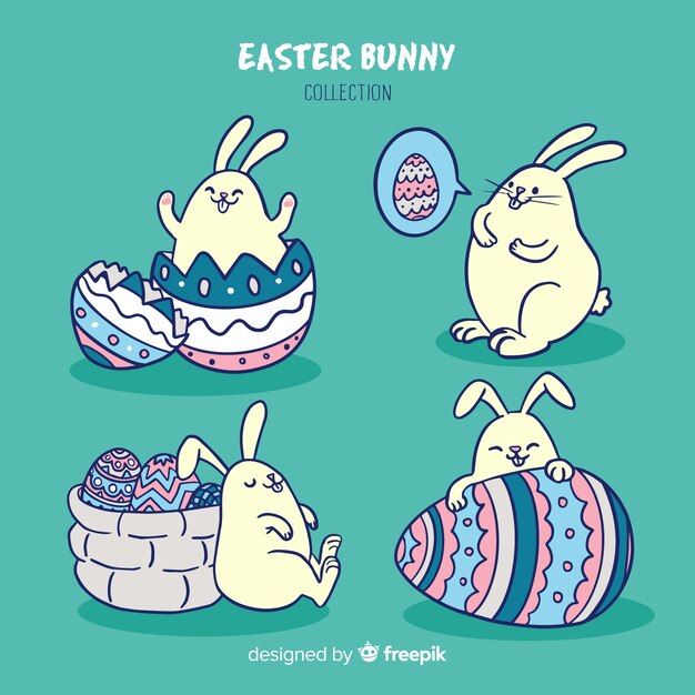 Colección de conejos de pascua