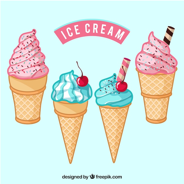 Vector gratuito colección de conos de helado