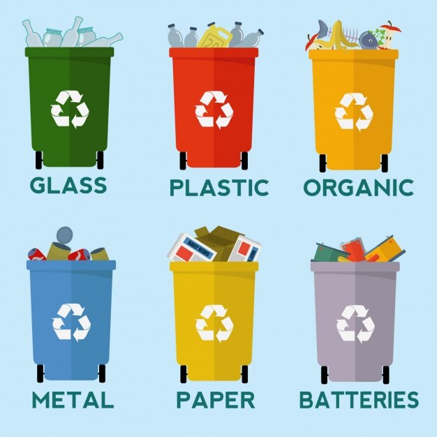 Colección de contenedores para reciclar